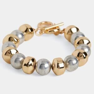 Sasha Mixed Metal Bracelet Silver and Gold Tone Beads